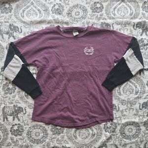 • PINK • Purple Long Sleeve Shirt with Colorblock Sleeves